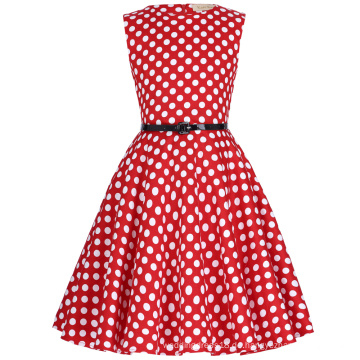 Kate Kasin Kinder Mädchen ärmellosen runden Hals Vintage Retro Baumwolle kleinen Punkt Kinder Kleid KK000250-11